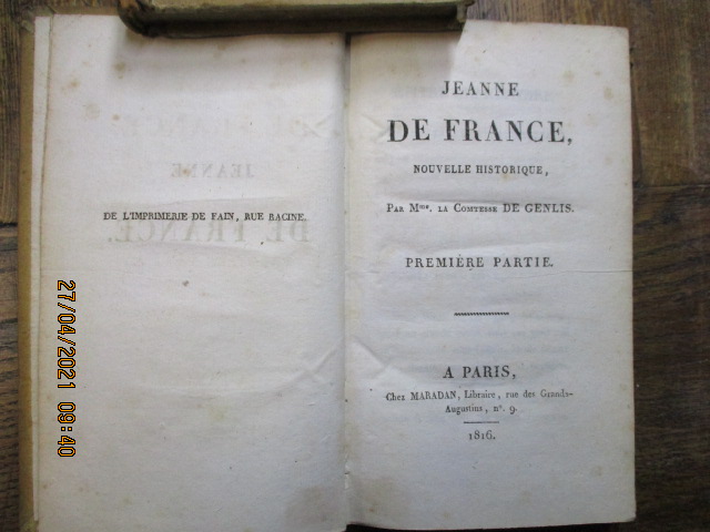 Jeanne de France, nouvelle historique. by GENLIS (Comtesse de): (1816 ...