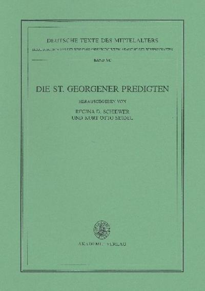 Die St. Georgener Predigten - Regina D. Schiewer