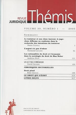 Revue Juridique Themis Volume 39, Numero 1, 2005
