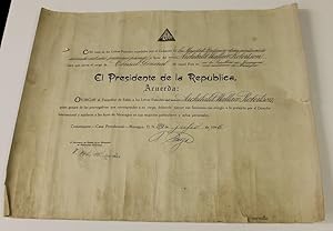 Document signed 'A.Samosa' as El Presidente de la Republic, accepting Archibald Wallace Robertson...