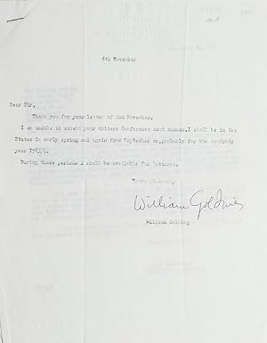 Immagine del venditore per Typed letter, signed "William Golding" venduto da James Cummins Bookseller, ABAA