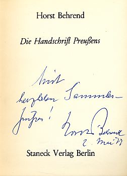Bild des Verkufers fr Die Handschrift Preussens. Aus Berliner Kulturbesitz. zum Verkauf von Fundus-Online GbR Borkert Schwarz Zerfa