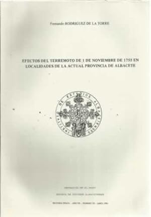 Imagen del vendedor de Efectos del terremoto de 1 de noviembre de 1755 en localidades de la actual provincia de Albacete a la venta por Librera Cajn Desastre