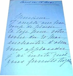 Lettre autographe de Madeleine de Villeneuve-Bargemont. Elle remercie son interlocuteur des 5 pla...