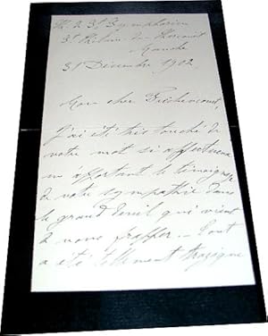 Lettre Autographe du Vicomte Gabriel de Miramon-Fargues adressée à Raoul de FRECHENCOURT de la Ga...