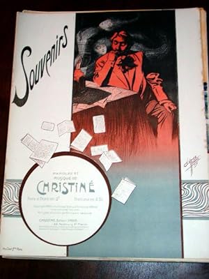 Partition musicale -SOUVENIRS. Paroles et musique de CHRISTINE - Page de couverture lithographiée...