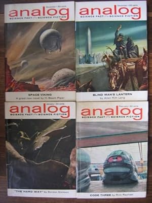 Imagen del vendedor de Analog Science Fact Science Fiction Vol. 70, No.'s 3, 4, 5, & 6, November, December 1962 & January, February 1963, 4 Issues featuring "Space Viking" by H. Beam Piper, + The Servant Problem, Subversive, Philosopher's Stone, The Hard Way, Code Three, +++ a la venta por Nessa Books