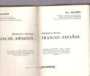 Seller image for DICCIONARIO TECNICO FRANCES-ESPAOL (maquinas herramientas, minas, motores de combustion interna etc.) for sale by Libreria 7 Soles