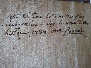 Bild des Verkufers fr Les provinciales ou les lettres crites par Louis de Montalte, a un Provincial de ses amis, & aux RR.PP. Jesuites, sur le sujet de la Morale et de la Politique de ces Peres. [SIGUE:] Avis des messieurs les Curez de Paris,  messieurs les Curez des autres Dioceses de France, sur le sujet des mauvaises maximes de quelques nouveaux Casuistes.[SIGUE:] Lettre de l'Illustrissime Jean de Palafox de Mendoza, Evesque de d'Angelopolis dans l'Amerique. au Pape Innocent X. Contenant diverses plaintes de cet Evesque Contre les entreprises et les violences des Jesuites, et leur maniere peu evangelique de procher l'evangile dans les Indes Occidentales. Du 8 janvier 1649. Traduit sur l'original Latin (EDITION 1657). zum Verkauf von Arteclo S. L.