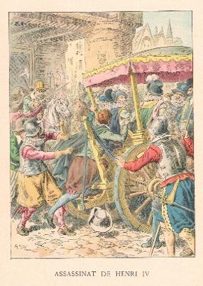 Assassinat De Henri IV . Chromolithographie