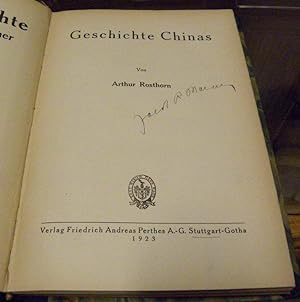 GESCHICHTE CHINAS.: Rosthorn, Arthur