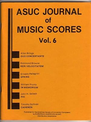 Immagine del venditore per ASUC Journal of Music Scores, Vol. 6 venduto da Cameron-Wolfe Booksellers