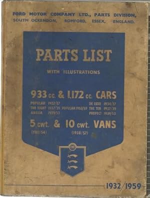 Imagen del vendedor de Parts List with Illustrations. 1932 / 1959. a la venta por Saintfield Antiques & Fine Books