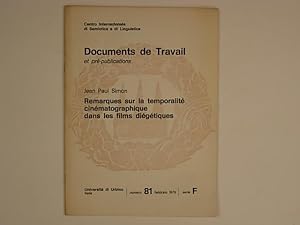 Documents de travail et pré-publications numero 81 febbraio 1979 serie F : Remarques sur la tempo...