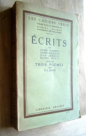 Imagen del vendedor de crits, suivis de Trois pomes a la venta por Les Livres du Pont-Neuf