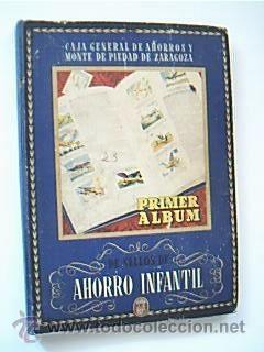 * PRIMER ALBUM DE SELLOS DE AHORRO INFANTIL. Contiene completas 18 de las 25 series. Año 1954