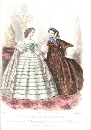 Bild des Verkufers fr Une Lithographie Signe , Rhausse D'aquarelles  La Main . Journal Des Jeunes Personnes 28 Anne . Toilette De Soire De Mme Thierry et Guyot , Toilette Du Matin De Mme Ponsse . Avril 1860 zum Verkauf von Au vert paradis du livre