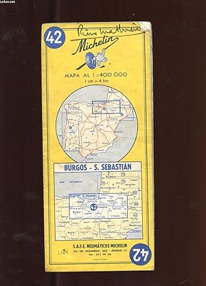 Imagen del vendedor de CARTE MICHELIN N42. BURGOS. S. SEBASTIAN a la venta por Le-Livre