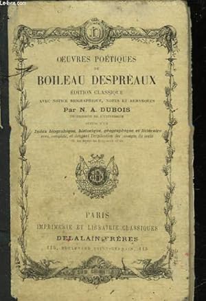 Bild des Verkufers fr OEUVRES POETIQUES DE BOILEAU DESPREAUX - SUIVI D'UN - INDEX BIOGRAPHIQUE, HISTORIQUE, GEOGRAPHIQUE ET LITTERAIRE zum Verkauf von Le-Livre