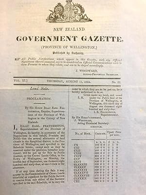 New Zealand Government Gazette. Vol XI, Thursday August 11, 1864, No. 32