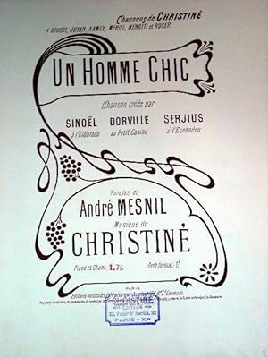 Partition musicale UN HOMME CHIC. Paroles de André MESNIL. Musique de CHRISTINE.