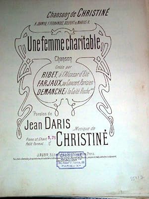 Partition musicale UNE FEMME CHARITABLE. Paroles de Jean DARIS. Musique de CHRISTINE.