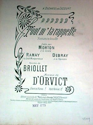 Partition musicale TOUT M' LA RAPPELLE. Romance-bouffe créée par MORTON à la Scala, RAMY à la Gaî...