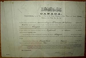 Seller image for Canada appointment 1883 certificate to Duncan McLean as Active Militia Surgeon from June 18,1882 for sale by Lord Durham Rare Books (IOBA)