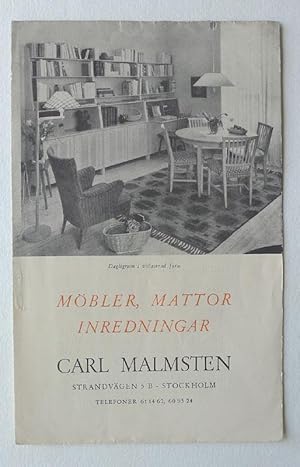 Seller image for Carl Malmsten. Mbler, Mattor Inredningar. for sale by Roe and Moore