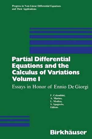 Bild des Verkufers fr Partial Differential Equations and the Calculus of Variations : Essays in Honor of Ennio De Giorgi Volume 1 zum Verkauf von AHA-BUCH GmbH