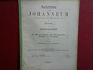 Image du vendeur pour Schulnachrichten. - Einladungsschrift zu den das Ende des Schuljahres 1879 - 80 bezeichnenden Feierlichkeiten und Prfungen des Johanneum Gymnasiums und der Realschule I. Ordnung in Zittau. mis en vente par books4less (Versandantiquariat Petra Gros GmbH & Co. KG)