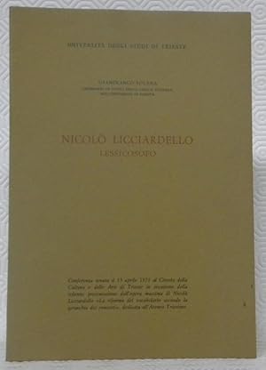 Bild des Verkufers fr Nicolo Licciardello, lessicosofo. zum Verkauf von Bouquinerie du Varis