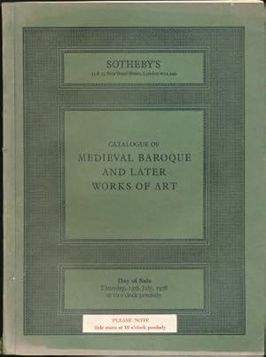 Sotheby's Catalogue of Medieval Baroque and Later Works of Art