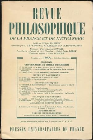 Revue Philosophique de la France et de L'&#201;tranger. Num&#233;ro 4 - 1958 - Octobre-Dec&#233;mbre