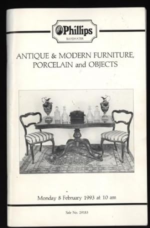 Phillips Auction Catalogue: Antique Modern Furniture, Porcelain and Objects: Monday 8 February at...