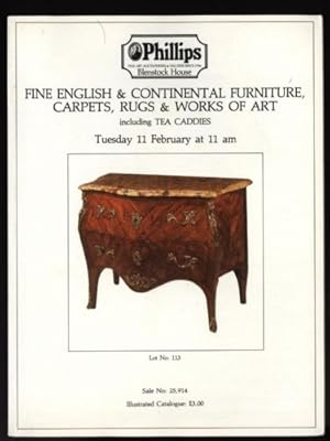 Phillips Auction Catalogue: Fine English & Continental Furniture Eastern Carpets Rugs & Works of ...