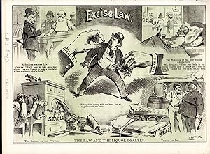 Imagen del vendedor de ENGRAVING: 'Excise Law: The Law and the Liquor Dealers".engraving from Puck Humorous Weekly, October 15, 1877 a la venta por Dorley House Books, Inc.
