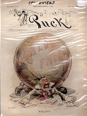 Seller image for Colored Lithographic ENGRAVING ''"Help!!!".engraving from Puck Humorous Weekly, March 12, 1890 for sale by Dorley House Books, Inc.