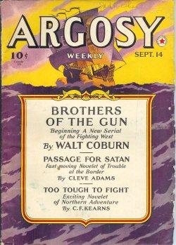 Image du vendeur pour ARGOSY Weekly: September, Sept. 14, 1940 ("Minions of Mercury") mis en vente par Books from the Crypt