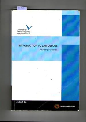 Imagen del vendedor de Introduction To Law 200006 : Reading Materials The Univeristy Of Western Sydney a la venta por Books Authors Titles