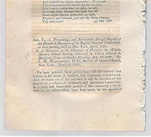 Imagen del vendedor de A Discourse On The Occasion Of Forming The African Mission School Society / Proceedings And Fourteenth Annual Report Of The Board Of Managers Of The Baptist General Convention At Their Meeting Held In New York, April, 1828, Book Review a la venta por Legacy Books II