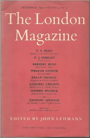 Immagine del venditore per The London Magazine September 1957 Volume 4 No.9 venduto da Ripping Yarns