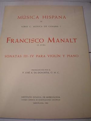 Imagen del vendedor de Sonatas III-IV para violn y piano a la venta por Librera Antonio Azorn