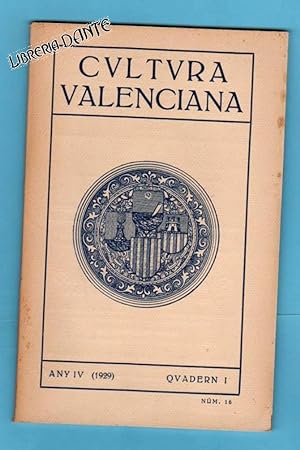 Imagen del vendedor de CULTURA VALENCIANA. Any IV (1929). Quadern I, II, III, IV y V. (5 nmeros) a la venta por Librera DANTE
