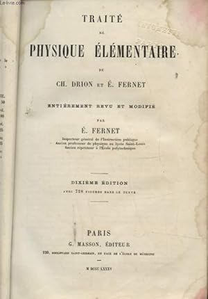 Seller image for TRAITE DE PHYSIQUE ELEMENTAIRE for sale by Le-Livre