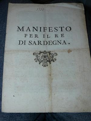 Manifesto per il Re di Sardegna