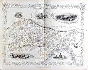 Northern India, antique map with vignette views