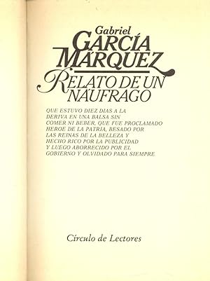 Image du vendeur pour RELATO DE UN NAUFRAGO Y OTROS CUENTO mis en vente par Libreria 7 Soles