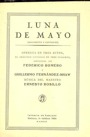 Seller image for LUNA DE MAYO (OPERETA EN TRES ACTOS) for sale by Libreria 7 Soles