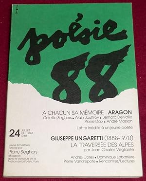 Image du vendeur pour POESIE 88 - N 24 (Aragon - Ungaretti. Etc) mis en vente par LE BOUQUINISTE